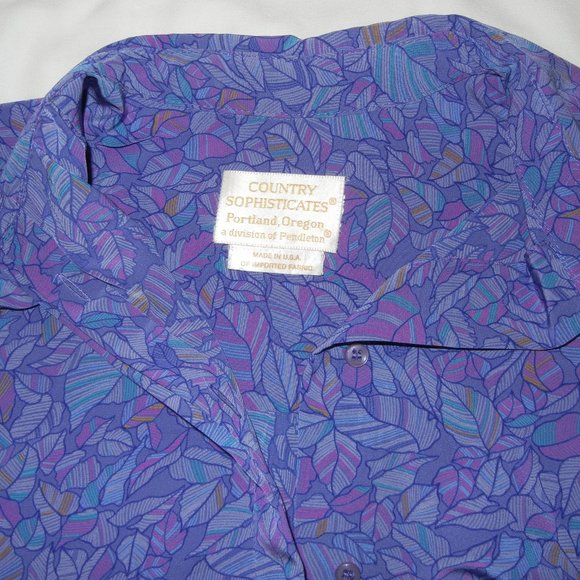 COUNTRY SOPHISTICATES Vintage Long Sleeve, Button Down Blouse ~ Purple Floral - Picture 7 of 7